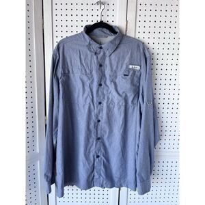 Habit Men's XL Long Sleeve Fishing Shirt UV, UPF 40, Blue Lightweight